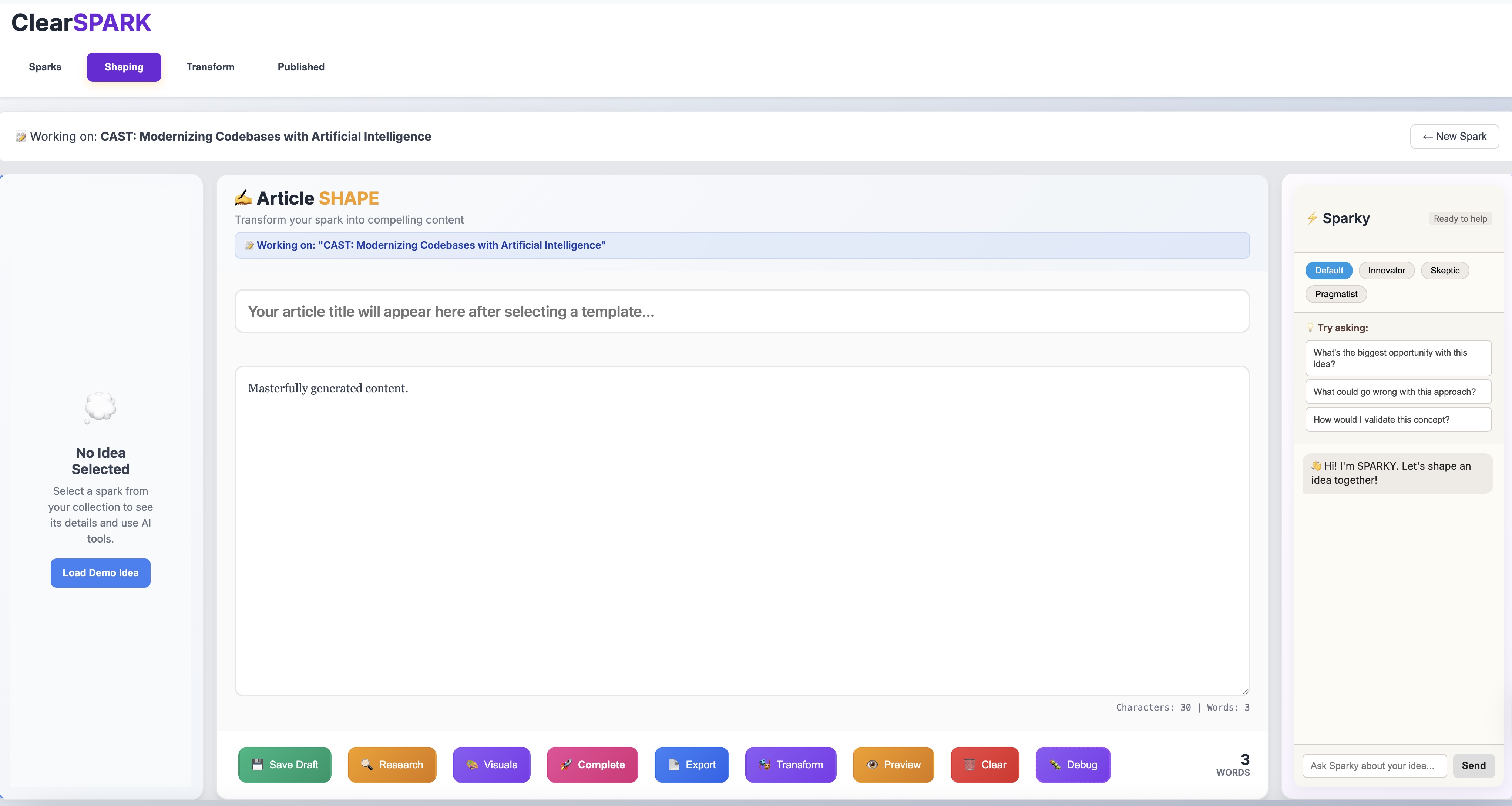 CLEAR Genesis Prototyping Methodology screenshot