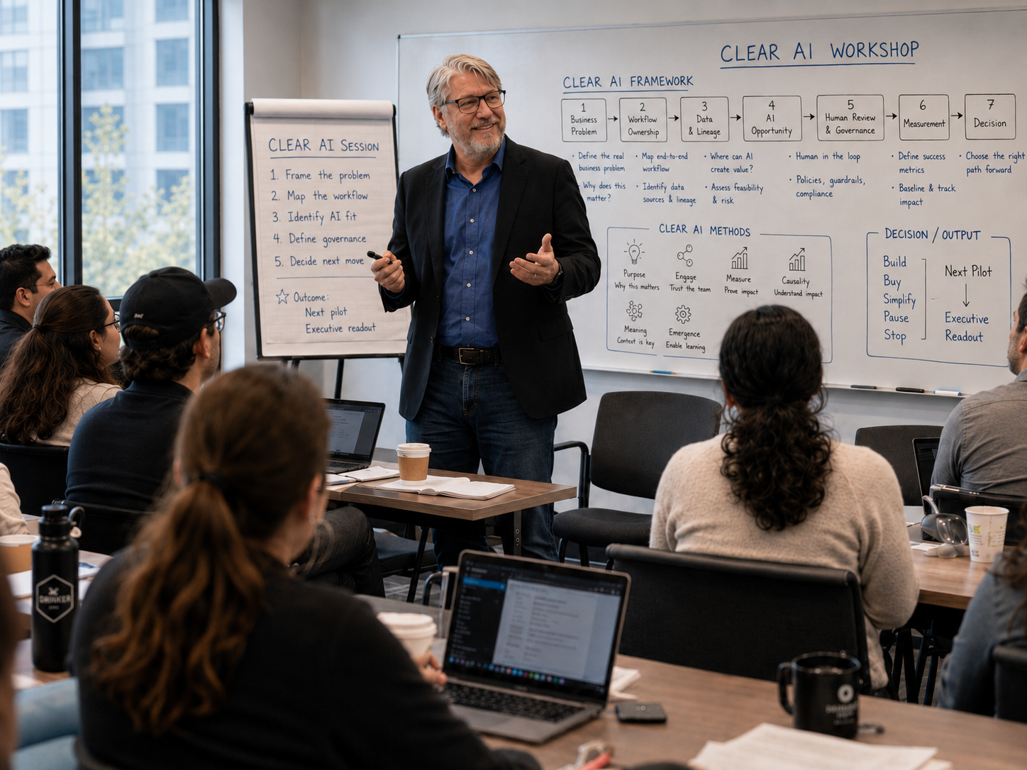 Preston McCauley teaching a class on AI
