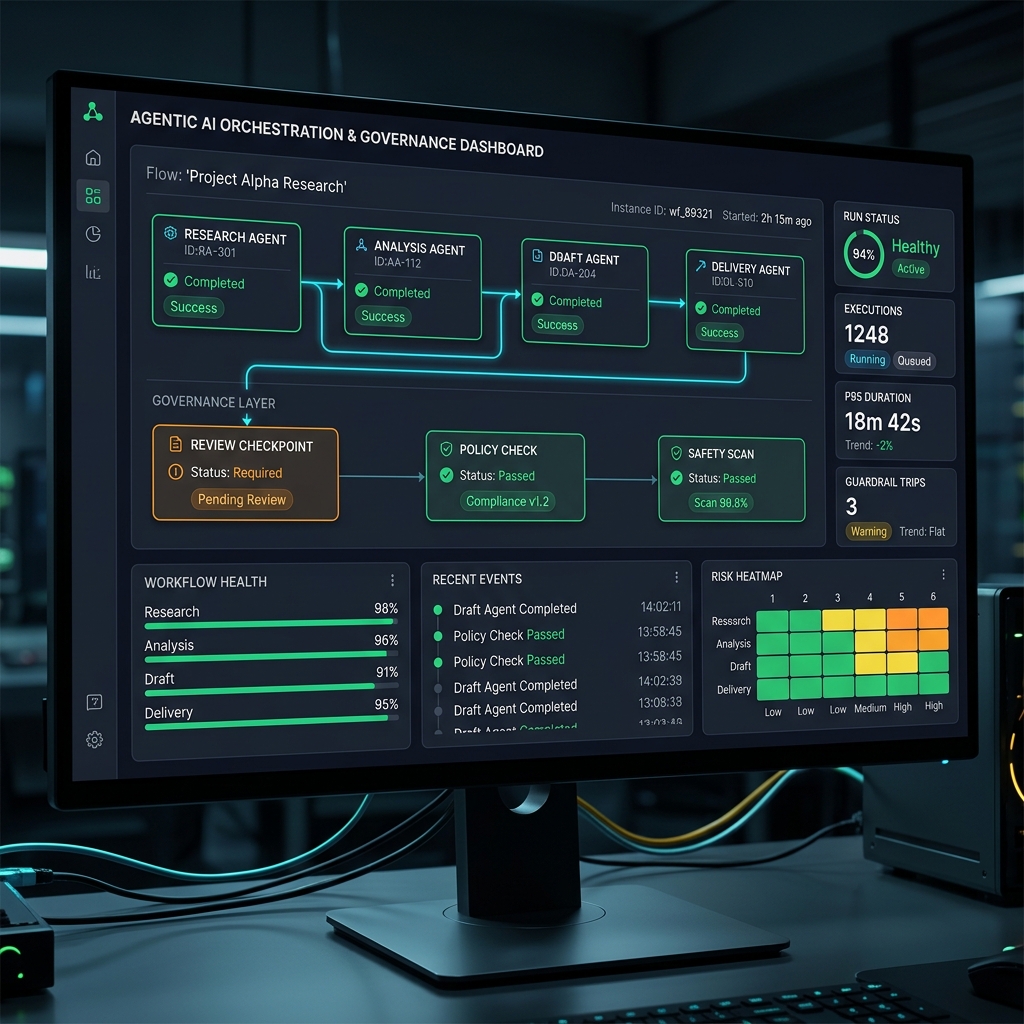 Agentic orchestration and governance dashboard