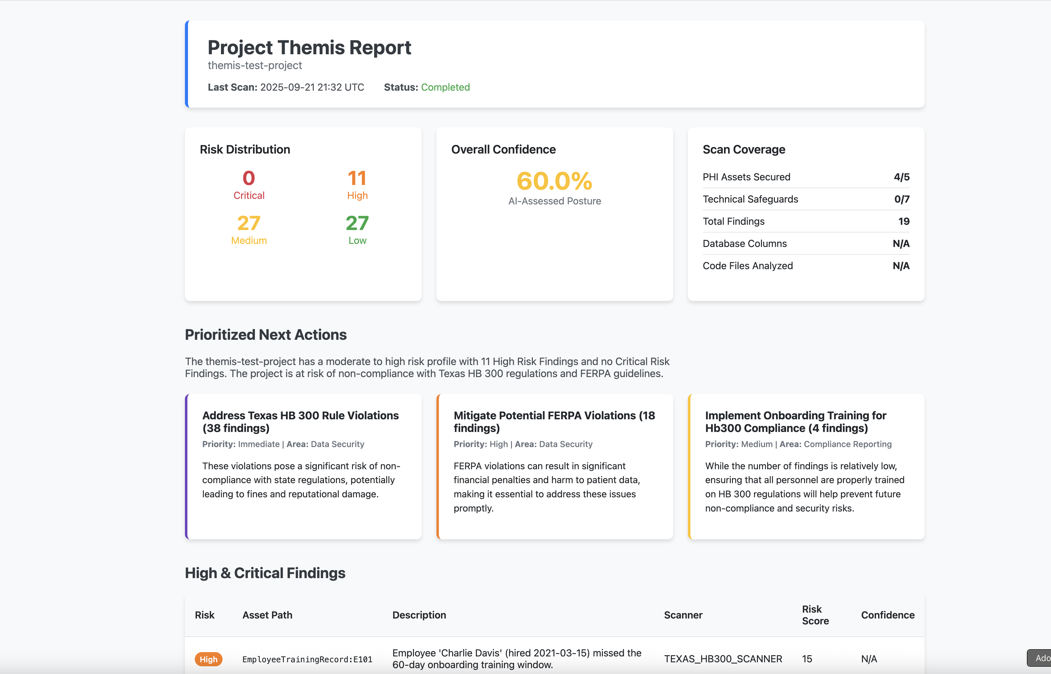 Automated Compliance & AI Data Governance Engine (THEMIS) screenshot